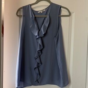 Violet & Claire Sleeveless Ruffle Blouse in Blue